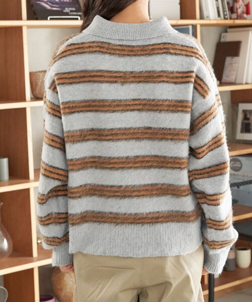 FREAK'S STORE（フリークスストア）の「シャギーマルチニットポロ（ニット/セーター・レディース・ネイビー/グレー・ﾌﾘ-）」の22枚目の写真