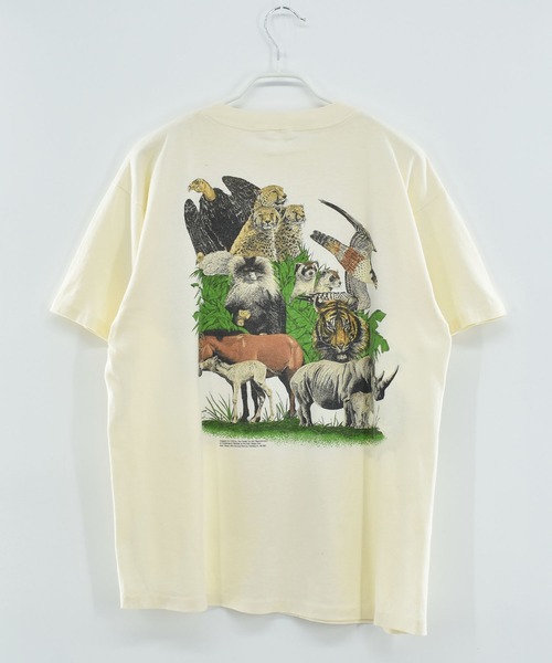 VINTAGE（ヴィンテージ）の「【ヴィンテージ古着】80's アニマルプリント Tシャツ USA製（Tシャツ/カットソー・メンズ・アイボリー・LARGE）」の3枚目の写真