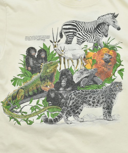 VINTAGE（ヴィンテージ）の「【ヴィンテージ古着】80's アニマルプリント Tシャツ USA製（Tシャツ/カットソー・メンズ・アイボリー・LARGE）」の12枚目の写真
