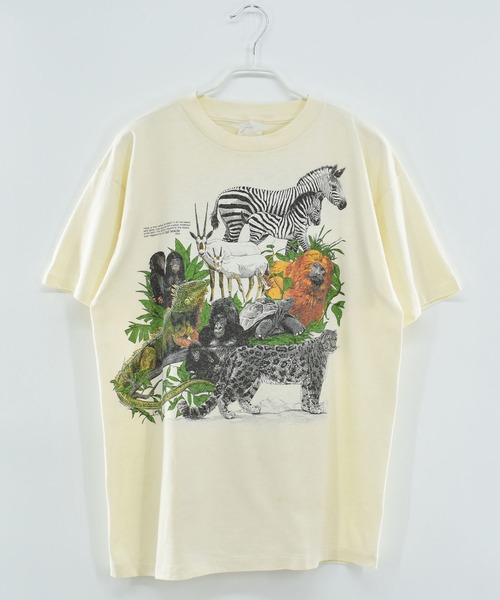 VINTAGE（ヴィンテージ）の「【ヴィンテージ古着】80's アニマルプリント Tシャツ USA製（Tシャツ/カットソー・メンズ・アイボリー・LARGE）」の2枚目の写真
