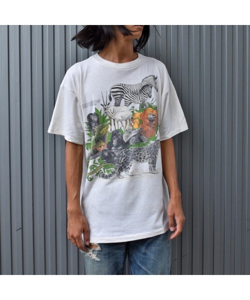 VINTAGE（ヴィンテージ）の「【ヴィンテージ古着】80's アニマルプリント Tシャツ USA製（Tシャツ/カットソー・メンズ・アイボリー・LARGE）」の14枚目の写真