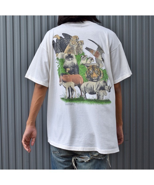 VINTAGE（ヴィンテージ）の「【ヴィンテージ古着】80's アニマルプリント Tシャツ USA製（Tシャツ/カットソー・メンズ・アイボリー・LARGE）」の15枚目の写真