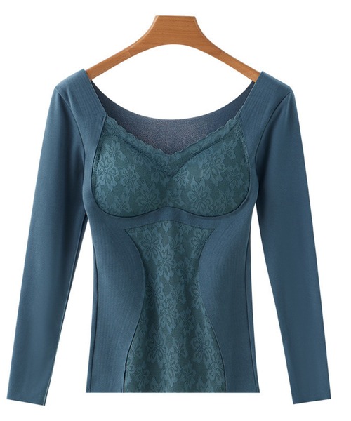 Lace Ladies(レースレディース)の「Uネック レース ドッキング 長袖 補正 インナー(インナーウェア/肌着・レディース・モカ/ピンク/ブラック/ブルー・M/L/XL)」の13枚目の写真