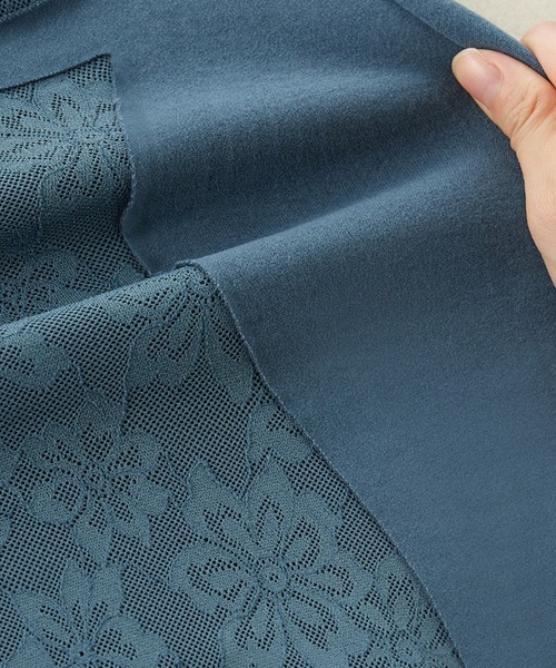 Lace Ladies(レースレディース)の「Uネック レース ドッキング 長袖 補正 インナー(インナーウェア/肌着・レディース・モカ/ピンク/ブラック/ブルー・M/L/XL)」の18枚目の写真