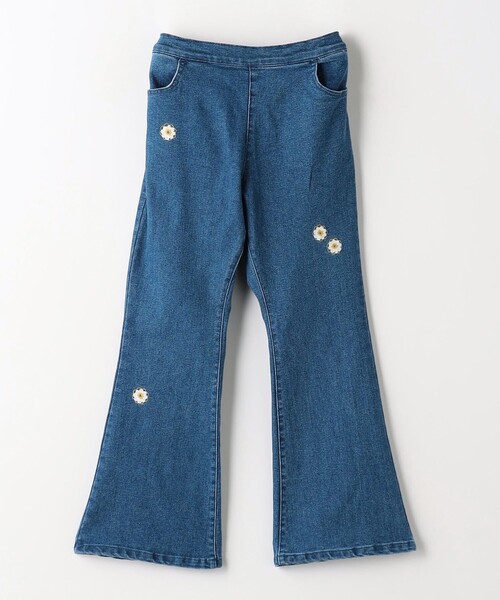 green label relaxing（グリーンレーベルリラクシング）の「TJ デニム フレアパンツ EMB  / キッズ  100cm-130cm - ストレッチ -（デニムパンツ・キッズ・ブラック/コバルトブルー・100cm/110cm/130cm/120cm）」の4枚目の写真