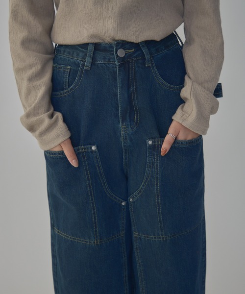 bita.(ビタ)の「ダブルポケットストレートデニム(デニムパンツ・レディース・ブルー・MEDIUM/LARGE/SMALL)」の7枚目の写真