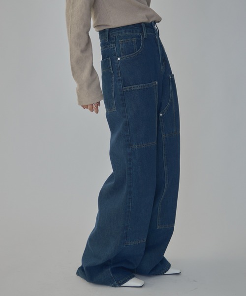 bita.(ビタ)の「ダブルポケットストレートデニム(デニムパンツ・レディース・ブルー・MEDIUM/LARGE/SMALL)」の3枚目の写真