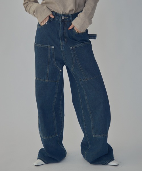 bita.(ビタ)の「ダブルポケットストレートデニム(デニムパンツ・レディース・ブルー・MEDIUM/LARGE/SMALL)」の2枚目の写真