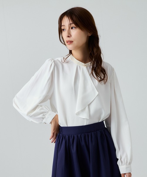 Jayro(ジャイロ)の「ドレープスカーフ衿配色ブラウス(シャツ/ブラウス・レディース・ブルー系その他5/ピンク系その他2/ネイビー/ホワイト・M)」の5枚目の写真