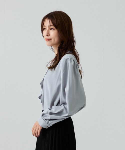 Jayro(ジャイロ)の「ドレープスカーフ衿配色ブラウス(シャツ/ブラウス・レディース・ブルー系その他5/ピンク系その他2/ネイビー/ホワイト・M)」の15枚目の写真