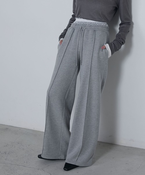 セール】Lace double waist sweat pants / レースダブルウエスト