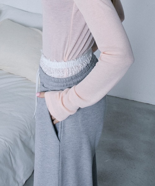 le ELMi(ルエルミ)の「Lace double waist sweat pants / レースダブルウエストスウェットパンツ(スウェットパンツ・レディース・グレー/ブラック・M/L)」の12枚目の写真