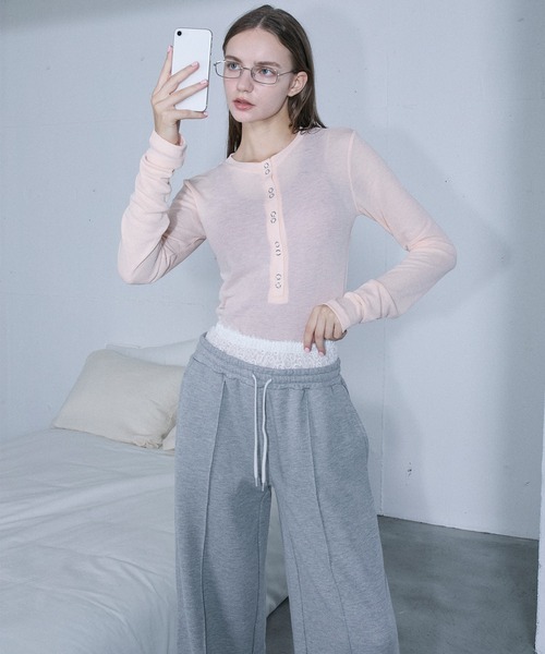 le ELMi(ルエルミ)の「Lace double waist sweat pants / レースダブルウエストスウェットパンツ(スウェットパンツ・レディース・グレー/ブラック・M/L)」の14枚目の写真