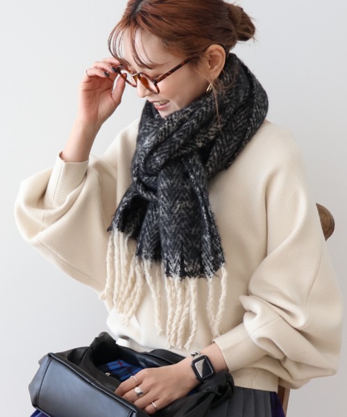 AMERICAN HOLIC（アメリカンホリック）の「アソートシャギーマフラー（マフラー・レディース・チャコールグレー/アイボリー/チェック/その他11・FREE）」の3枚目の写真