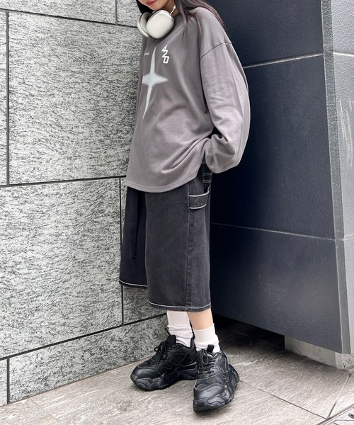 Figments（フィグメンツ）の「ステッチハーフパンツ（デニムパンツ・レディース・ブラック・SMALL/MEDIUM）」の5枚目の写真