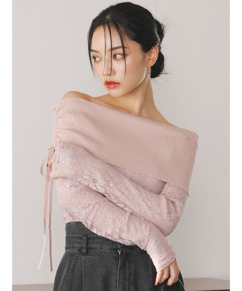 レースレイヤードリブニットトップス（ニット/セーター）｜dazzlin（ダズリン）