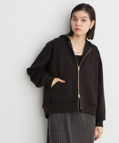 THE SHOP TK (ザ ショップ ティーケー )の「【ダブルジップ】ダンボールフードジップパーカー/洗える(パーカー・レディース・グレー/ナチュラル/ブラック・12/13)」の2枚目の写真