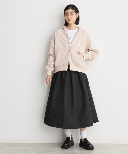 THE SHOP TK (ザ ショップ ティーケー )の「【ダブルジップ】ダンボールフードジップパーカー/洗える(パーカー・レディース・グレー/ナチュラル/ブラック・12/13)」の5枚目の写真