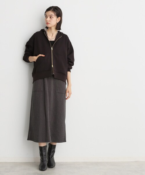 THE SHOP TK (ザ ショップ ティーケー )の「【ダブルジップ】ダンボールフードジップパーカー/洗える(パーカー・レディース・グレー/ナチュラル/ブラック・12/13)」の12枚目の写真