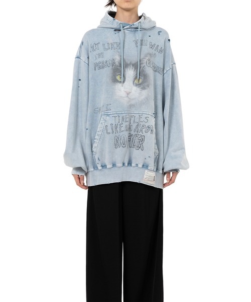 セール】Bleached Cat Print Hoodie（スウェット）｜Maison