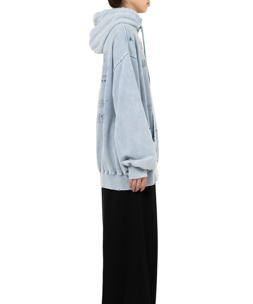 メゾンミハラヤスヒロ　Cat Print Distressed Hoodie セール】Bleached Cat Print Hoodie（スウェット）｜Maison