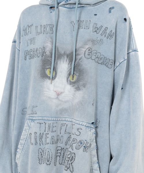 セール】Cat Print Distressed Hoodie（パーカー）｜Maison