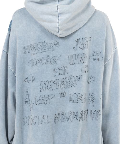 セール】Cat Print Distressed Hoodie（パーカー）｜Maison