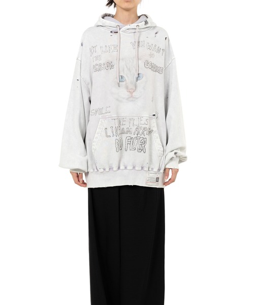 セール】Bleached Cat Print Hoodie（スウェット）｜Maison