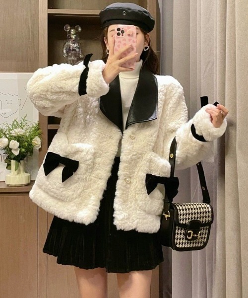 WEGO（ウィゴー）の「WEGO/モノトーンリボンファージャケット（ブルゾン・レディース・ホワイト・MEDIUM/LARGE）」の15枚目の写真