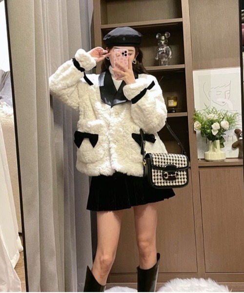 WEGO（ウィゴー）の「WEGO/モノトーンリボンファージャケット（ブルゾン・レディース・ホワイト・MEDIUM/LARGE）」の16枚目の写真