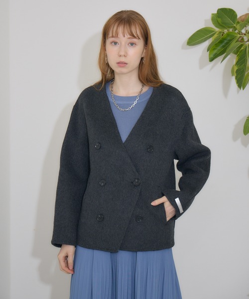 Paradise Picnic(パラダイスピクニック)の「pqran コクーンノーカラージャケット(ノーカラージャケット・レディース・チャコールグレー/ブラウン/グレー・FREE)」の10枚目の写真