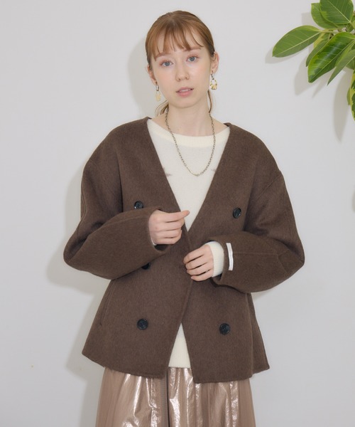 Paradise Picnic(パラダイスピクニック)の「pqran コクーンノーカラージャケット(ノーカラージャケット・レディース・チャコールグレー/ブラウン/グレー・FREE)」の16枚目の写真