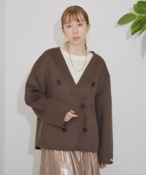 Paradise Picnic(パラダイスピクニック)の「pqran コクーンノーカラージャケット(ノーカラージャケット・レディース・チャコールグレー/ブラウン/グレー・FREE)」の18枚目の写真