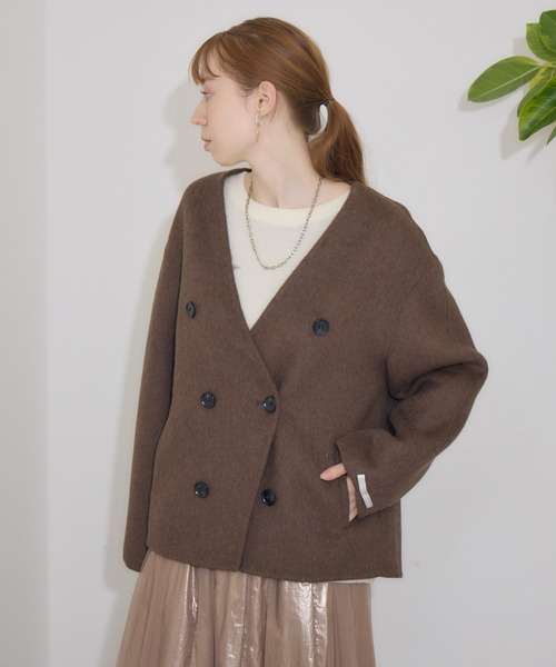 Paradise Picnic(パラダイスピクニック)の「pqran コクーンノーカラージャケット(ノーカラージャケット・レディース・チャコールグレー/ブラウン/グレー・FREE)」の19枚目の写真