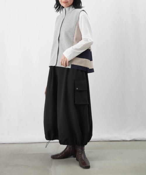 LUCA/LADY LUCK LUCA(ルカ/レディラックルカ)の「LC/LLL ダンボールツイル切り替えラインベスト(ベスト・レディース・カーキ/ブラック/グレー・FREE)」の15枚目の写真