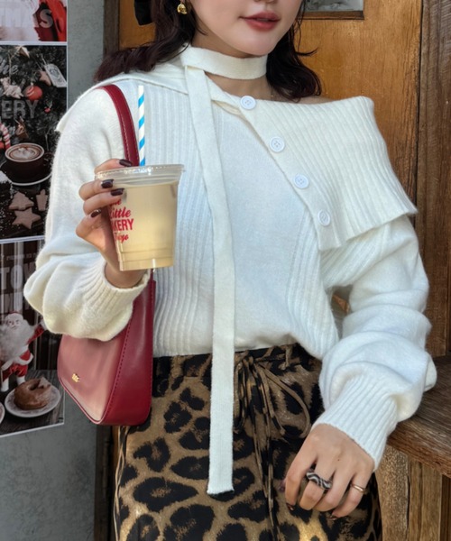 efill（エフィル）の「大人な オフショル ニット セーター（ニット/セーター・レディース・ホワイト・FREE）」の9枚目の写真