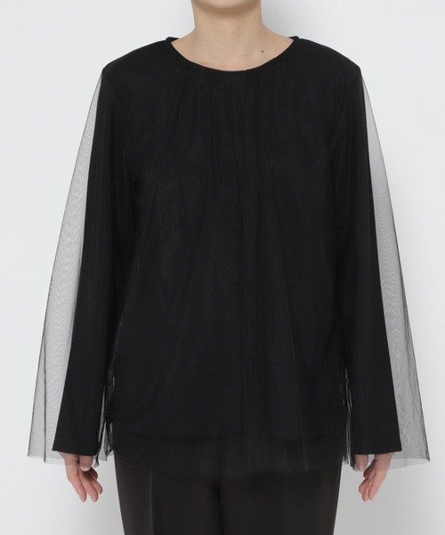 LEPSIM（レプシィム）の「【入卒式／セレモニー】チュール重ねプルオーバー　207847（Tシャツ/カットソー・レディース・ナチュラル/ブラック・FREE）」の3枚目の写真