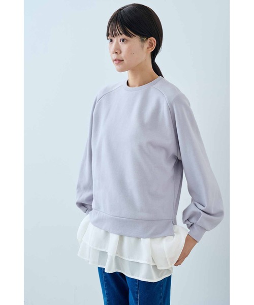 IEDIT(イディット)の「IEDIT ぽわんとした袖がかわいいキレイ色裏起毛スウェット(スウェット・レディース・ピンク/ラベンダー/ミント・M/L/LL/3L/4L/S)」の5枚目の写真
