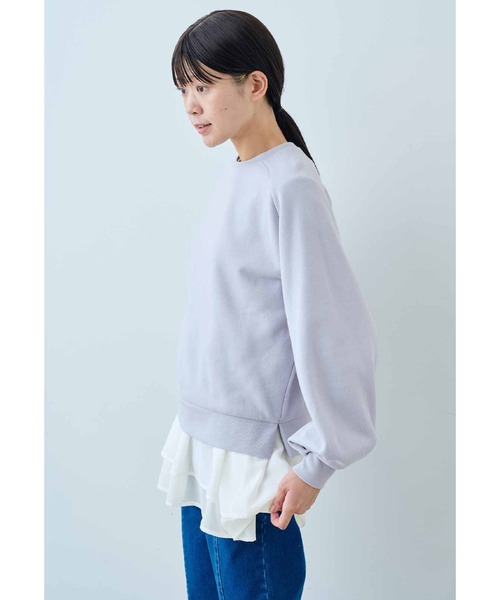 IEDIT(イディット)の「IEDIT ぽわんとした袖がかわいいキレイ色裏起毛スウェット(スウェット・レディース・ピンク/ラベンダー/ミント・M/L/LL/3L/4L/S)」の6枚目の写真