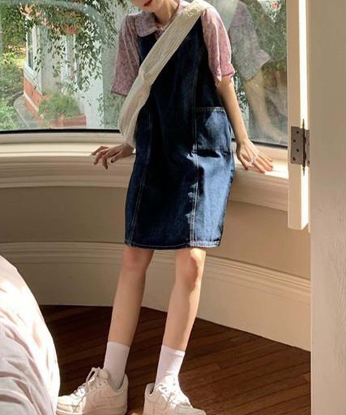 aimoha（アイモハ）の「デニムジャンパーミニスカート（ジャンパースカート・レディース・ネイビー・SMALL/MEDIUM/LARGE/X-LARGE）」の9枚目の写真