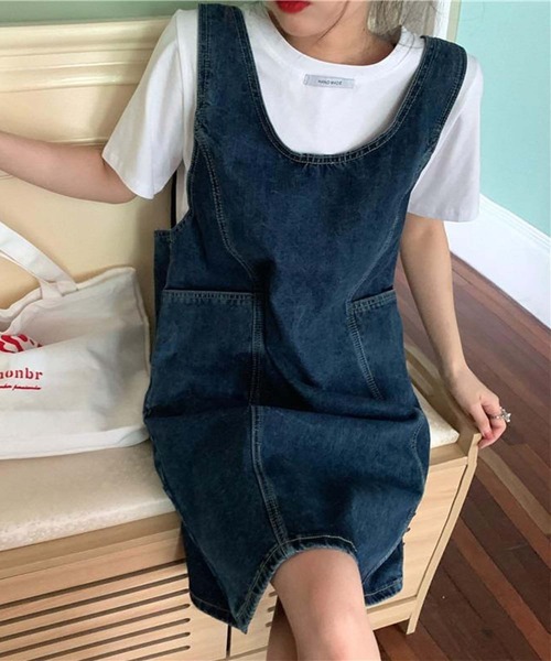 aimoha（アイモハ）の「デニムジャンパーミニスカート（ジャンパースカート・レディース・ネイビー・SMALL/MEDIUM/LARGE/X-LARGE）」の11枚目の写真