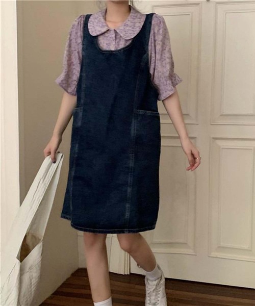 aimoha（アイモハ）の「デニムジャンパーミニスカート（ジャンパースカート・レディース・ネイビー・SMALL/MEDIUM/LARGE/X-LARGE）」の12枚目の写真