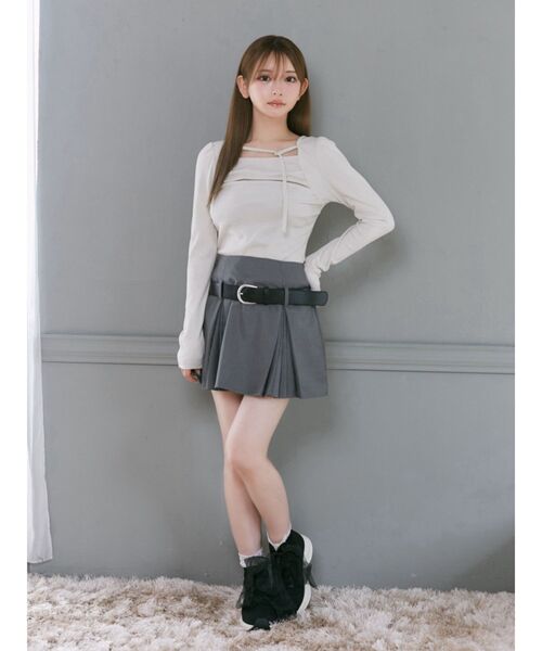 EATME(イートミー)の「サイドギャザーリブTOP(Tシャツ/カットソー・レディース・グレー/ピンク/アイボリー・FREE)」の6枚目の写真