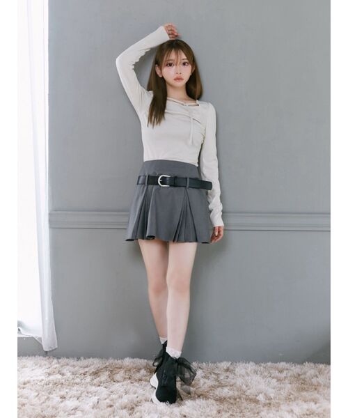 EATME(イートミー)の「サイドギャザーリブTOP(Tシャツ/カットソー・レディース・グレー/ピンク/アイボリー・FREE)」の7枚目の写真