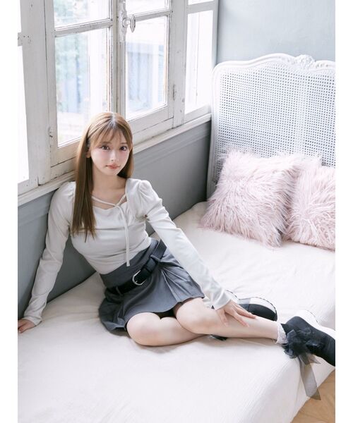 EATME(イートミー)の「サイドギャザーリブTOP(Tシャツ/カットソー・レディース・グレー/ピンク/アイボリー・FREE)」の8枚目の写真