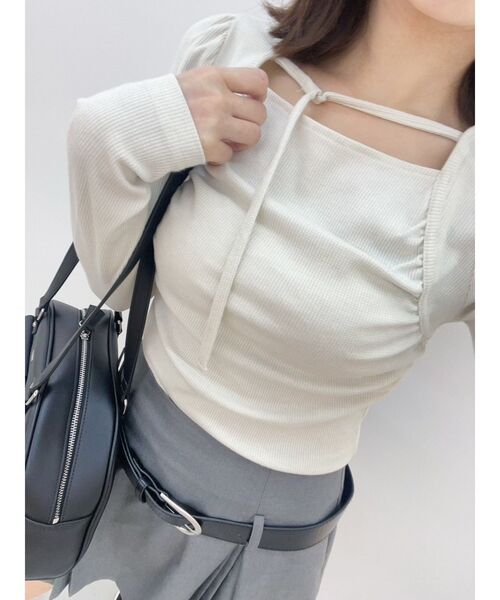 EATME サイドギャザーリブTOP グレー EATME tシャツ サイドギャザーリブTOP レディース : ZOZOTOWN