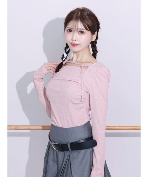 EATME(イートミー)の「サイドギャザーリブTOP(Tシャツ/カットソー・レディース・グレー/ピンク/アイボリー・FREE)」の15枚目の写真