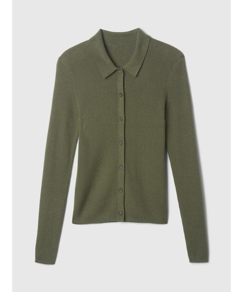 GAP(ギャップ)の「CashSoft カシミヤタッチ リブ ポロカーディガン(カーディガン/ボレロ・レディース・ブラック/ブルー/ライトグレー/グリーン・XS/S/L/M/XL/XXS)」の7枚目の写真