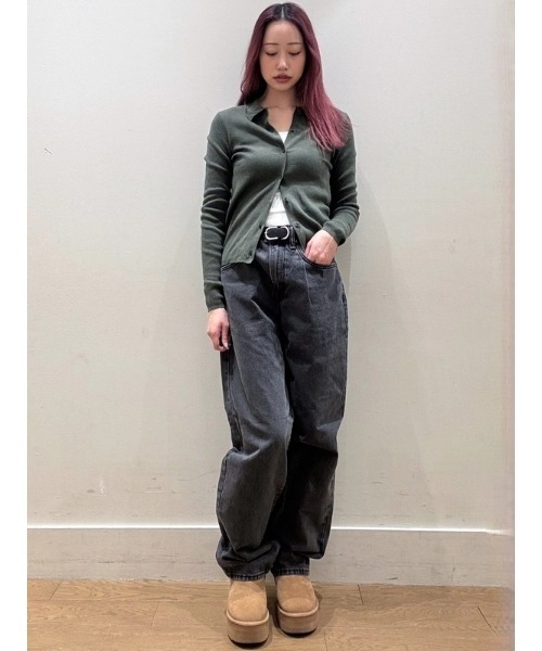 GAP(ギャップ)の「CashSoft カシミヤタッチ リブ ポロカーディガン(カーディガン/ボレロ・レディース・ブラック/ブルー/ライトグレー/グリーン・XS/S/L/M/XL/XXS)」の8枚目の写真