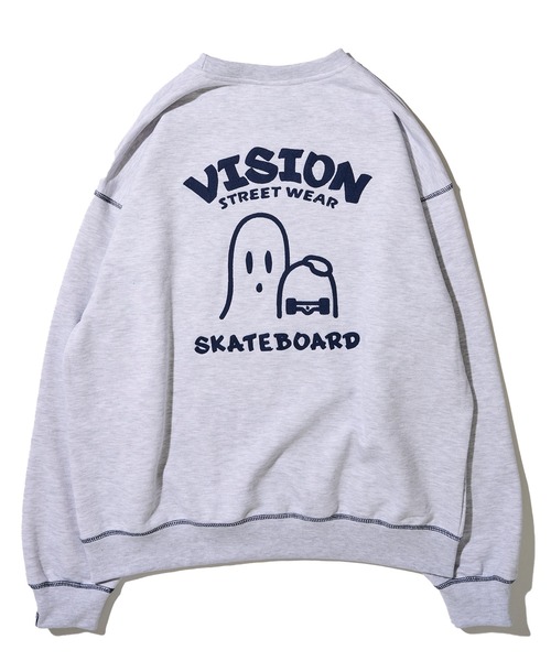 トレーナー スウェット 「VISION STREET WEAR」オリジナルグラフィック ゴーストイラストスウェットトレーナー レディース メンズ VISION STREET WEAR トレーナー スウェット 「VISION WEAR